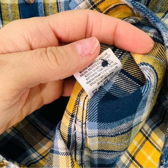 Teton Yellow Blue Flannel Men’s Small - Picture 6 of 10